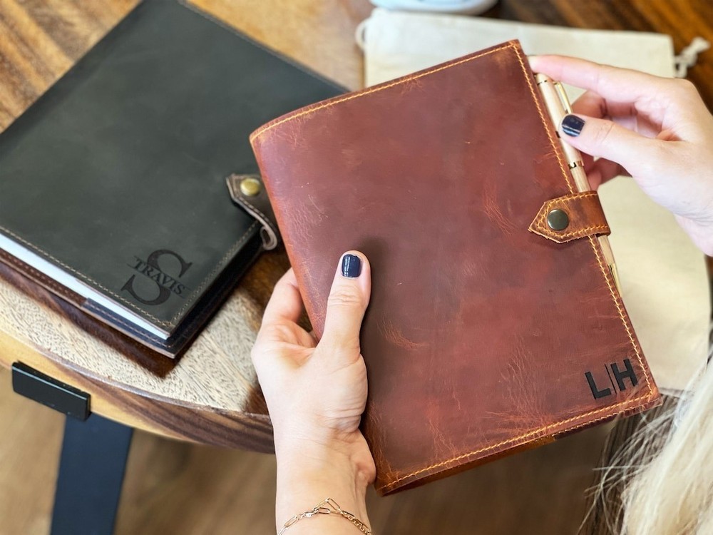 Personalized Leather Journal Notebook, A5 Notebook Cover, Refillable Journal