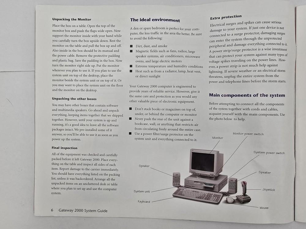 Gateway 2000 Computer System User's Guide Manual Color Instructional Pamphlet