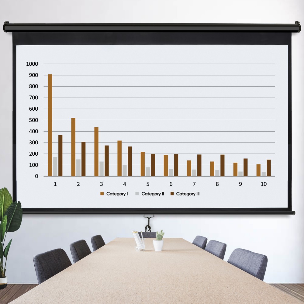 Projector Screen Manual Pull Down 80"16:9HD Projection Screen Home Theater Black