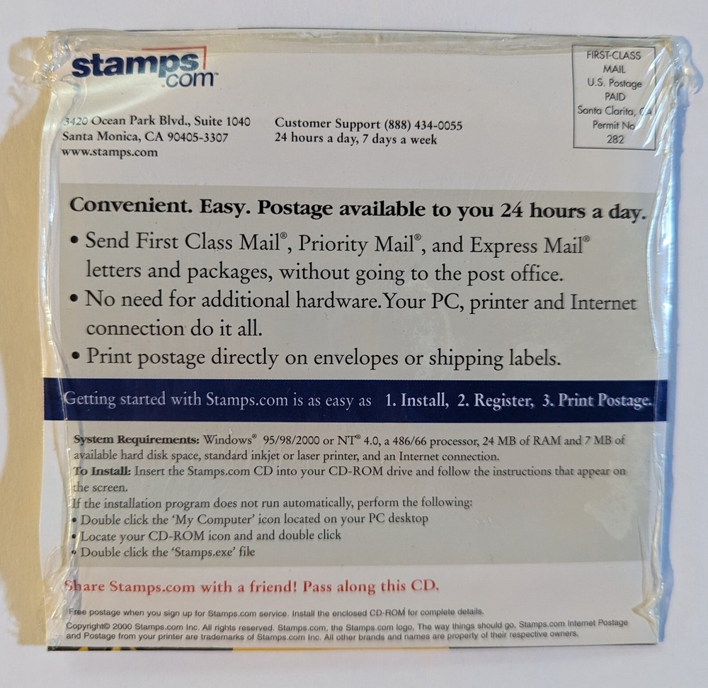 stamps.com postage software CD-ROM DISC