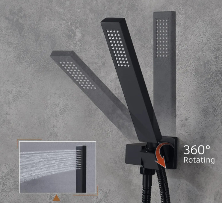 Waterfall & Rain Shower System with Handheld Spray 22" Large Square Shower Set