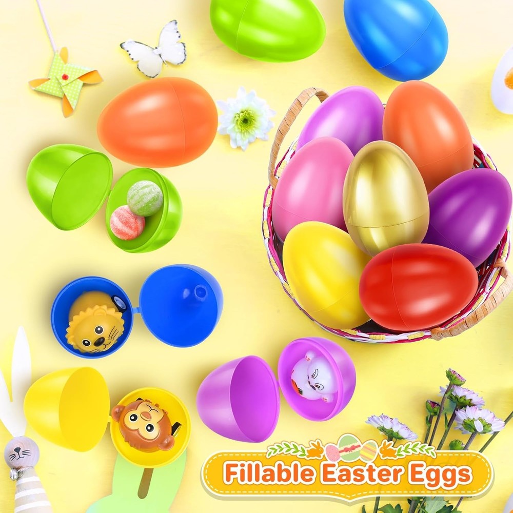 2.3” Unfilled Easter Eggs, 60 pcs Colorful Egg Plus 1 Golden Egg, Empty Plast...