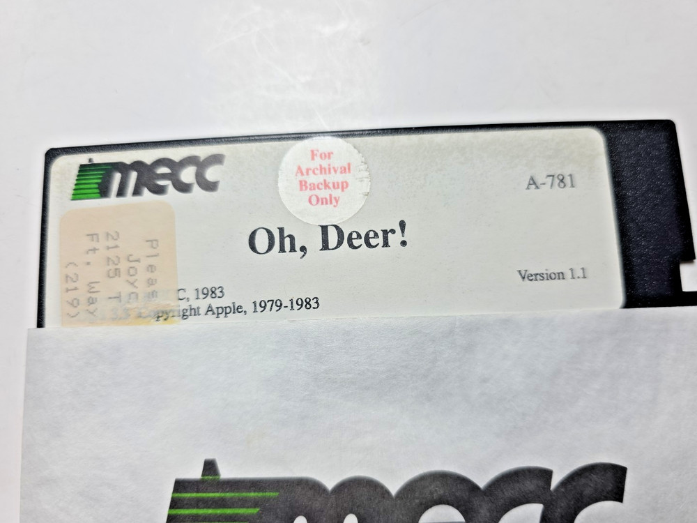 Apple II MECC - Oh, Deer! educational software / game floppy