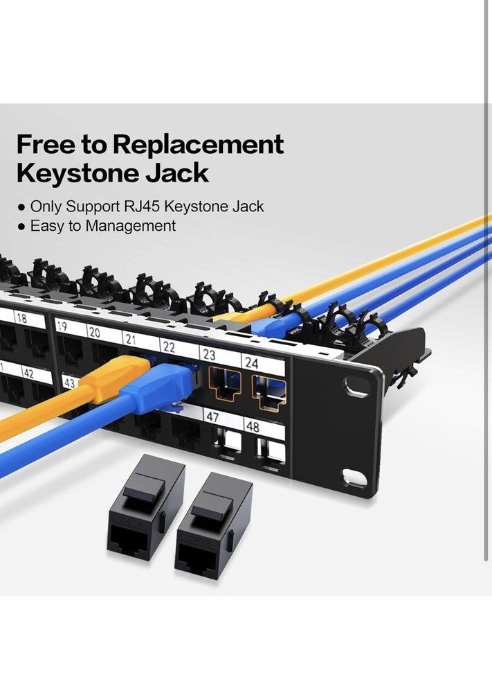 48 Port Patch Panel Cat6 19” Rack & Wall Mount Ethernet UTP Keystone Patch Panel