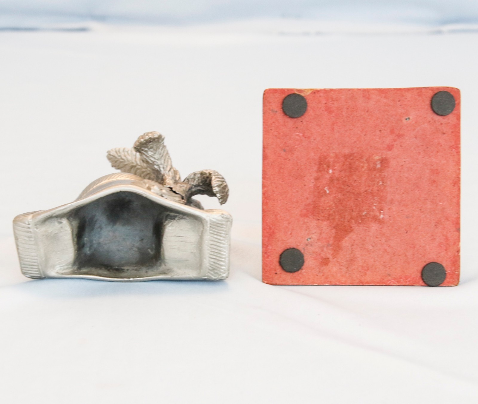 Vintage Miniature Metal France French Military Bicorne Hat w Plume Louis XV