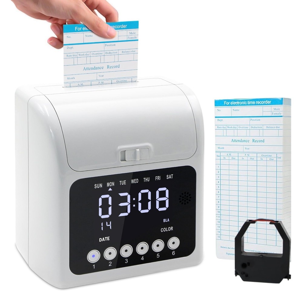 Time Clock with Passcode, Auto-Align Time Clocks for Small Business, Time Clo...
