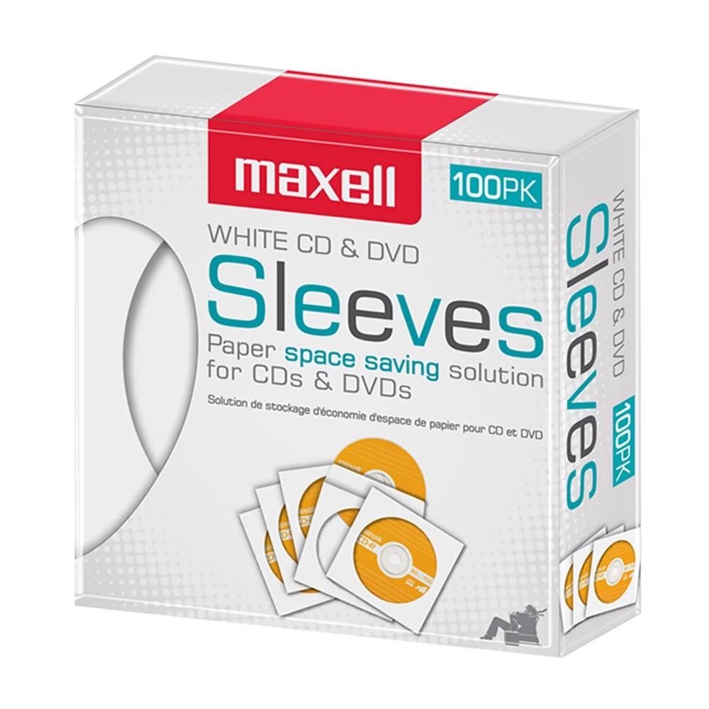 Maxell CD/DVD Storage Sleeves 100pk, White