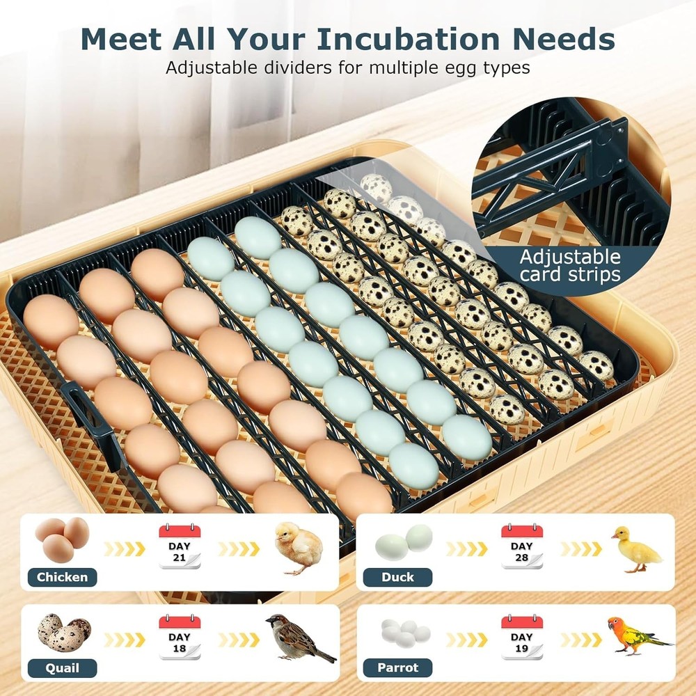 56 Eggs Incubator with Auto Egg Turn, Temp & Humidity Control, Viewing