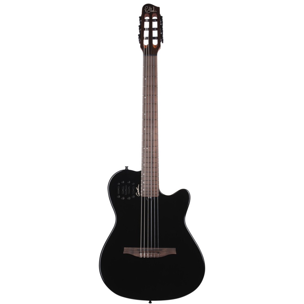 Godin Multiac Mundial Thinline A/E Classical Guitar, Solid Cedar Top, Onyx Black