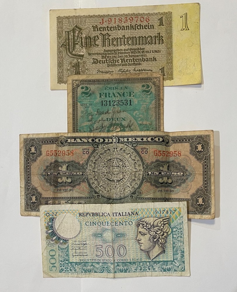 Old Foreign Currency (#607) 12 different lower grades. Some with problems nice