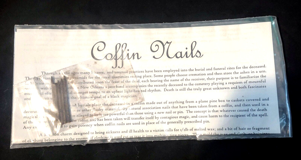 Coffin Nails With Info Sheet Hoodoo Witchcraft Protection Binding