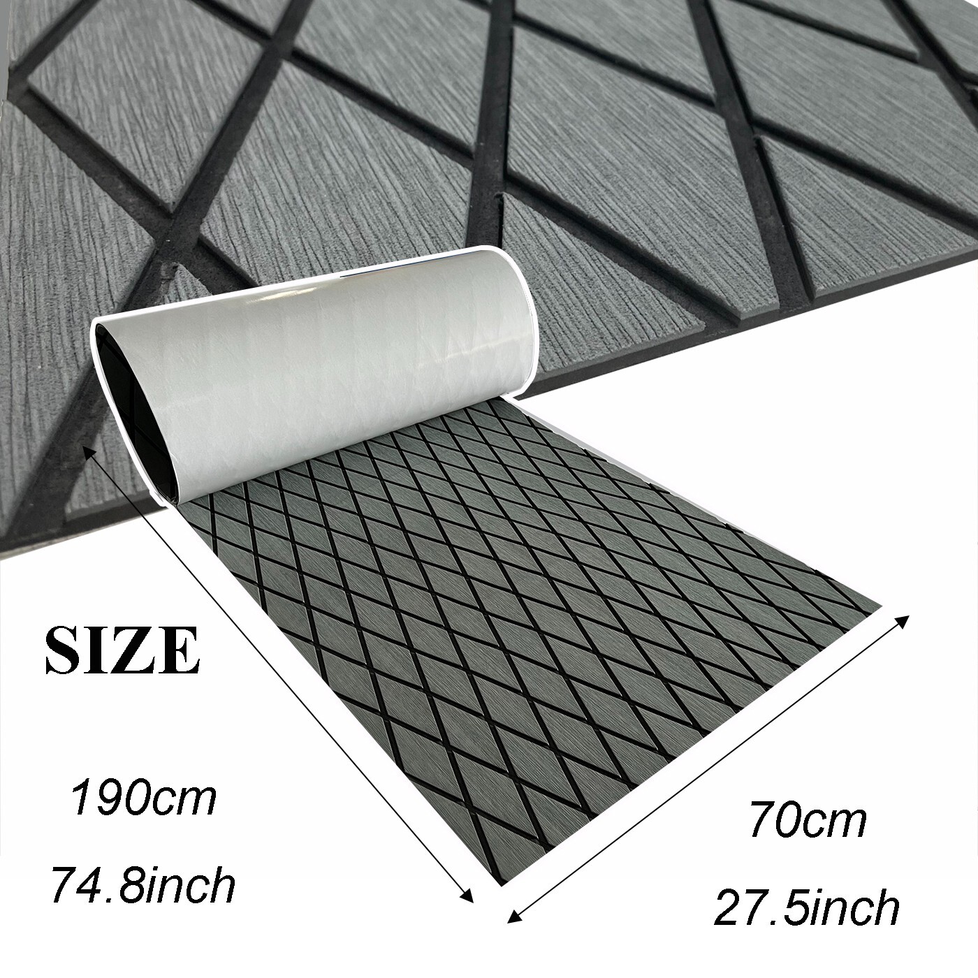 Grey Diamond Boat Flooring Sheet EVA Foam Marine Carpet，Nonskid Sea Decking Mat