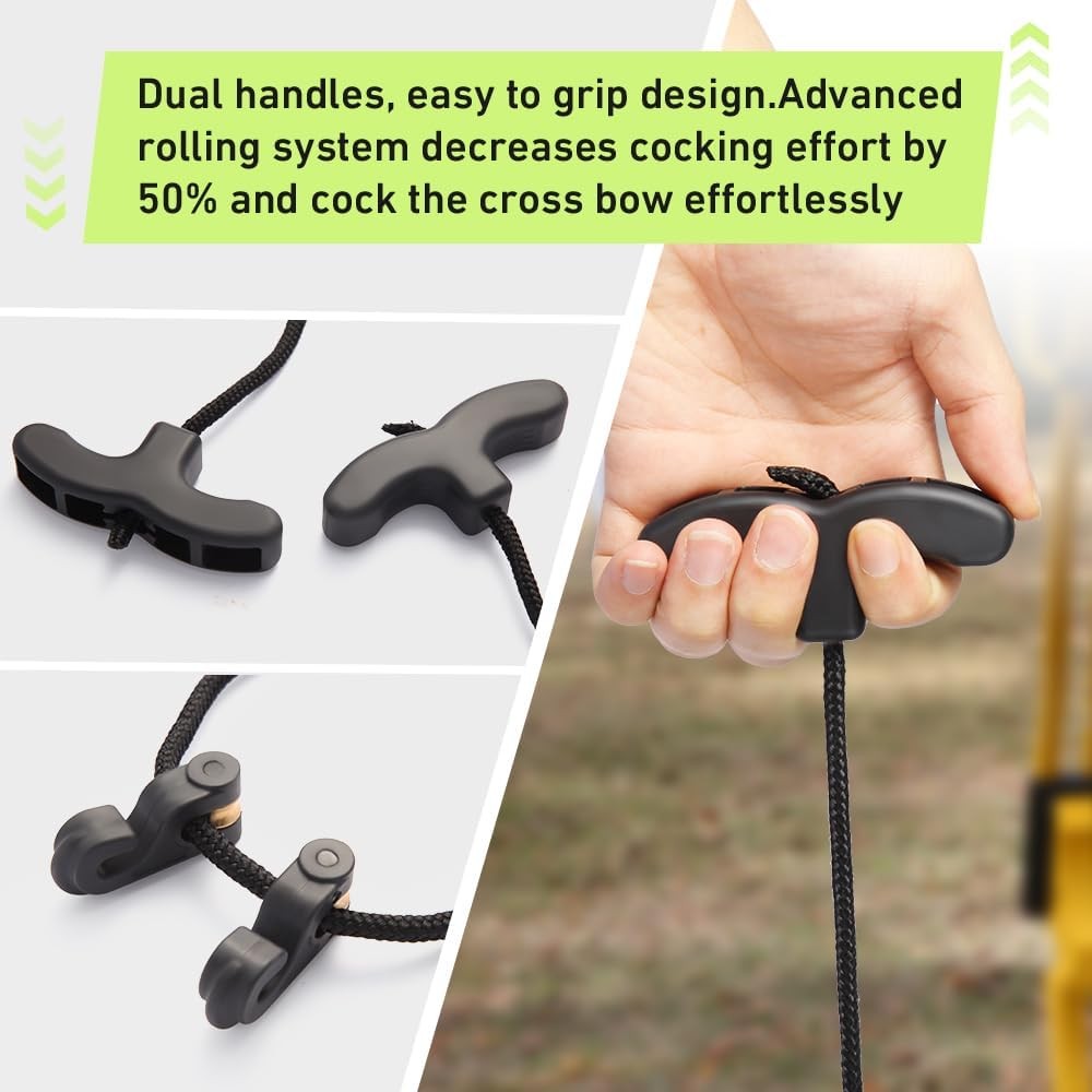 Crossbow Pull Cord Crossbow Cocking Rope Device Double Handle Crossbow String Pu