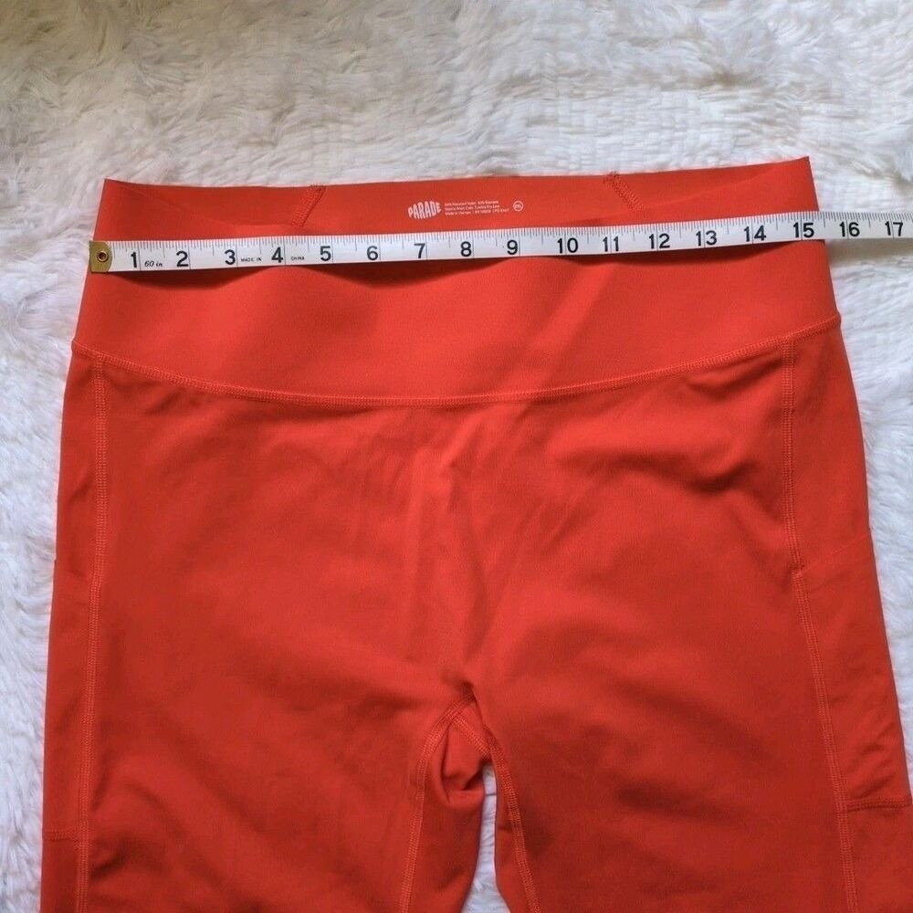 Parade Orange Laser Cut Leggings Womens 2XL 25" Pocket Nylon Yoga Workout Gym