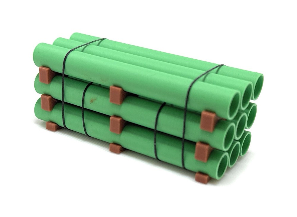 1:87 Ho Scale 20ft Green Pipe Load/decor - Tall Stack (2.75in Long)