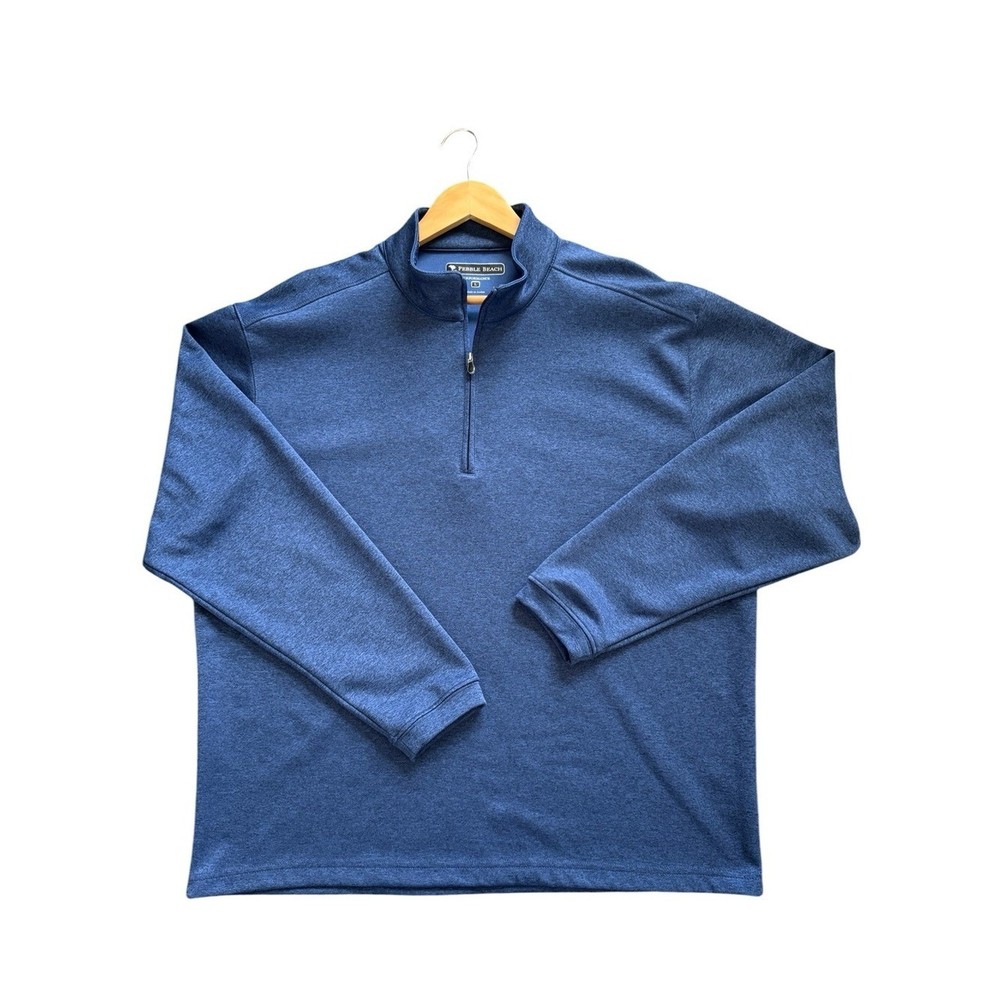Pebble Beach Performance 1/4 Zip Pullover Blue Mens Large Golf