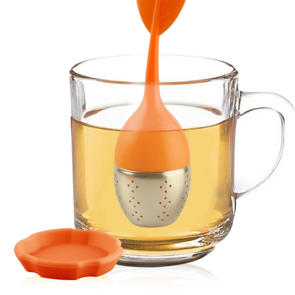 3Pcs Silicone Loose Leaf Tea Infuser Stainless Herbal Spice Filter Diffuser Tool