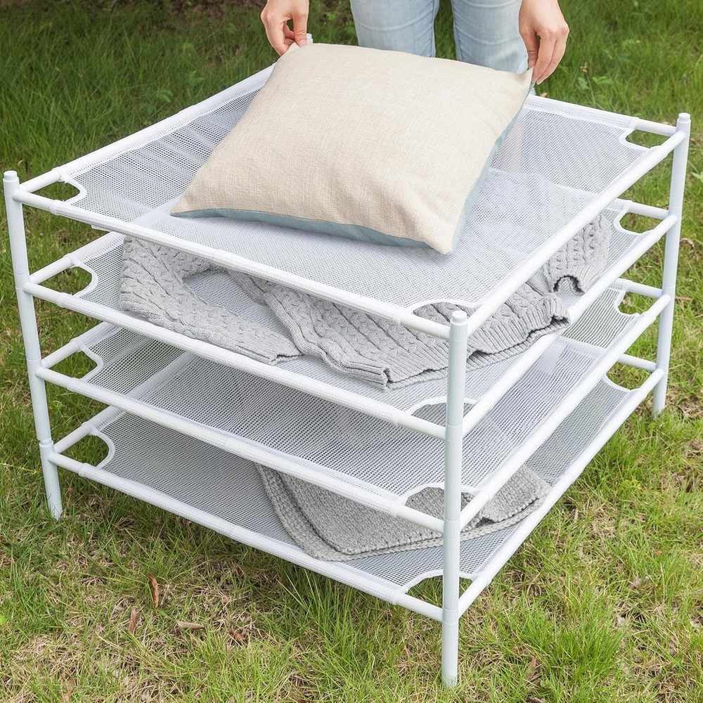 Sweater Drying Rack, 4 Tier Stackable Flat Drying Rack