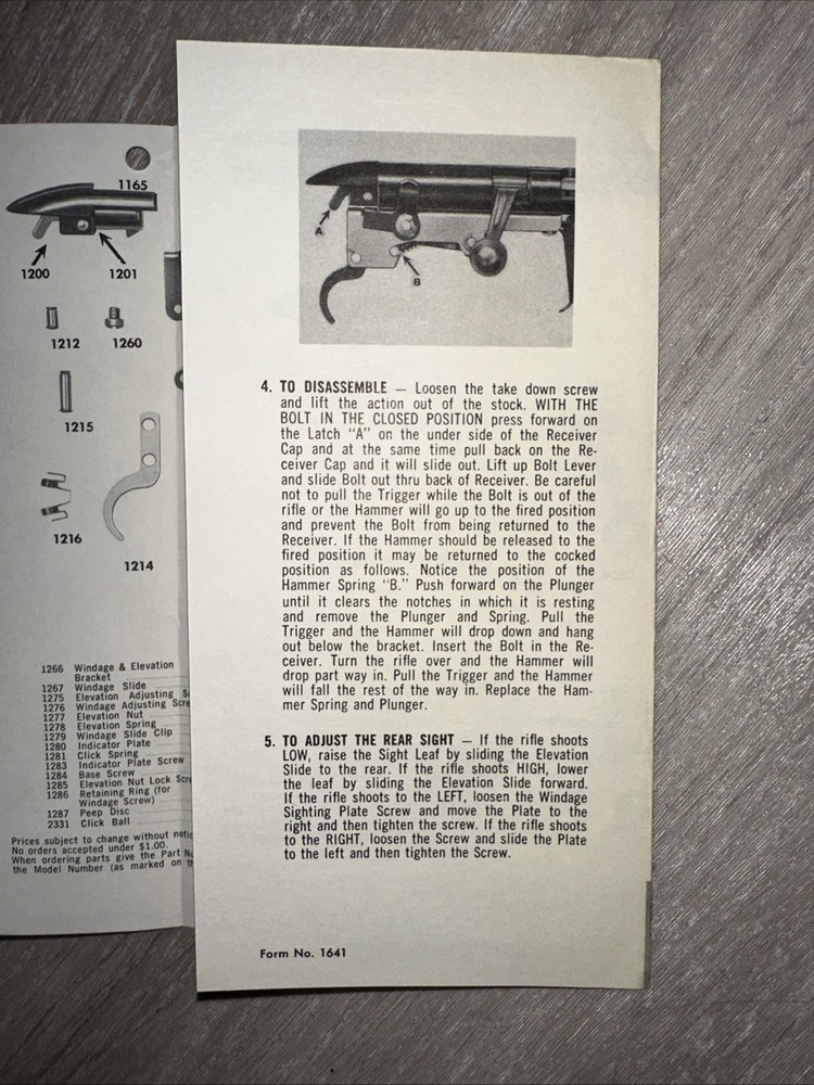 Mossberg Model 320BA Owners Instructions Manual
