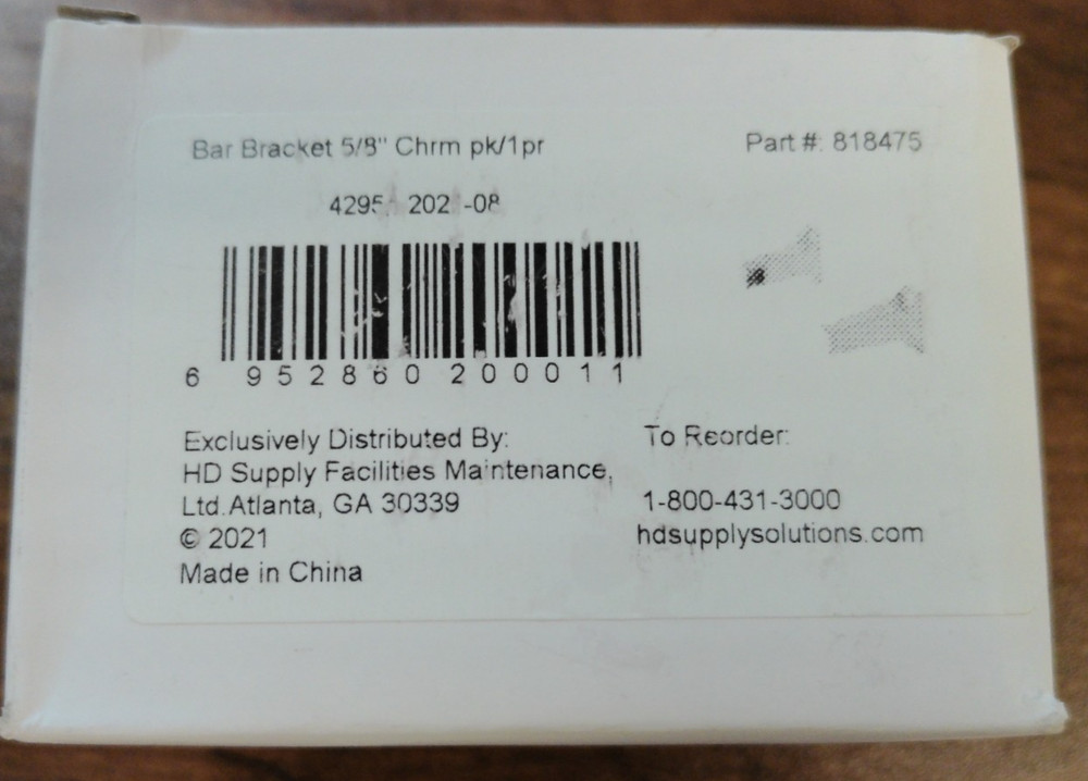 Bar Bracket 5/8" Chrome 818475