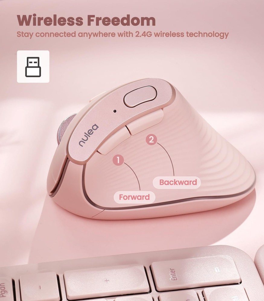 Nulea M510 Vertical Mouse Wireless, Ergonomic Mouse for Comfy Tracking, 3 Adj...