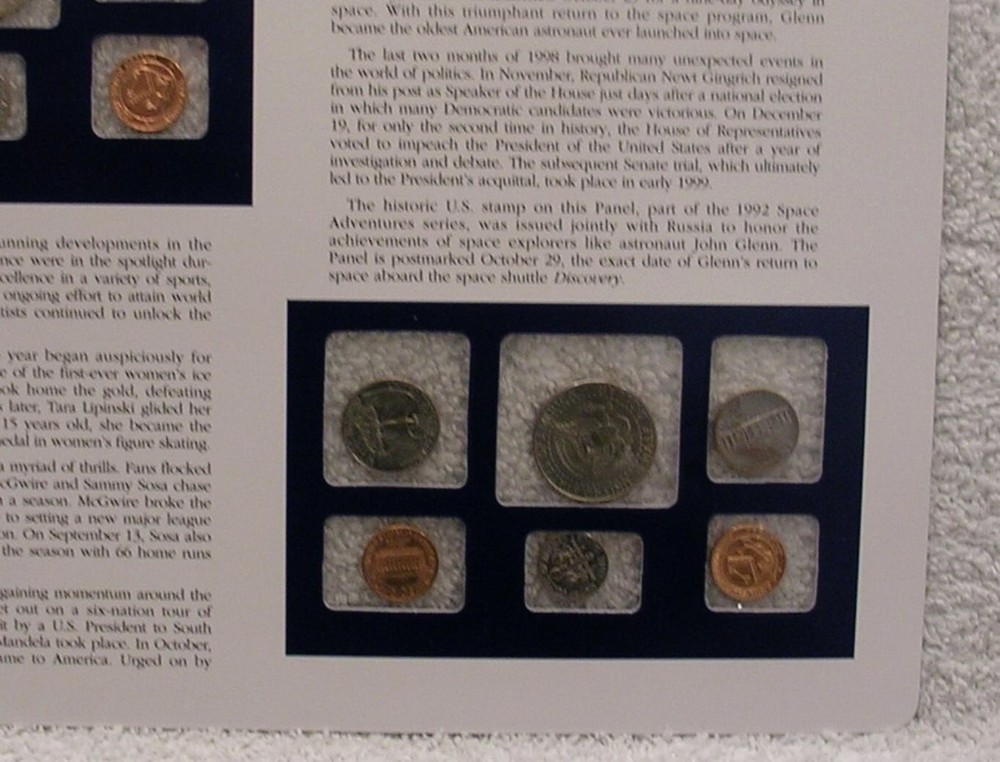 1998 Uncirculated Mint Sets - Postal Commemorative Society Coin & Stamp Panel