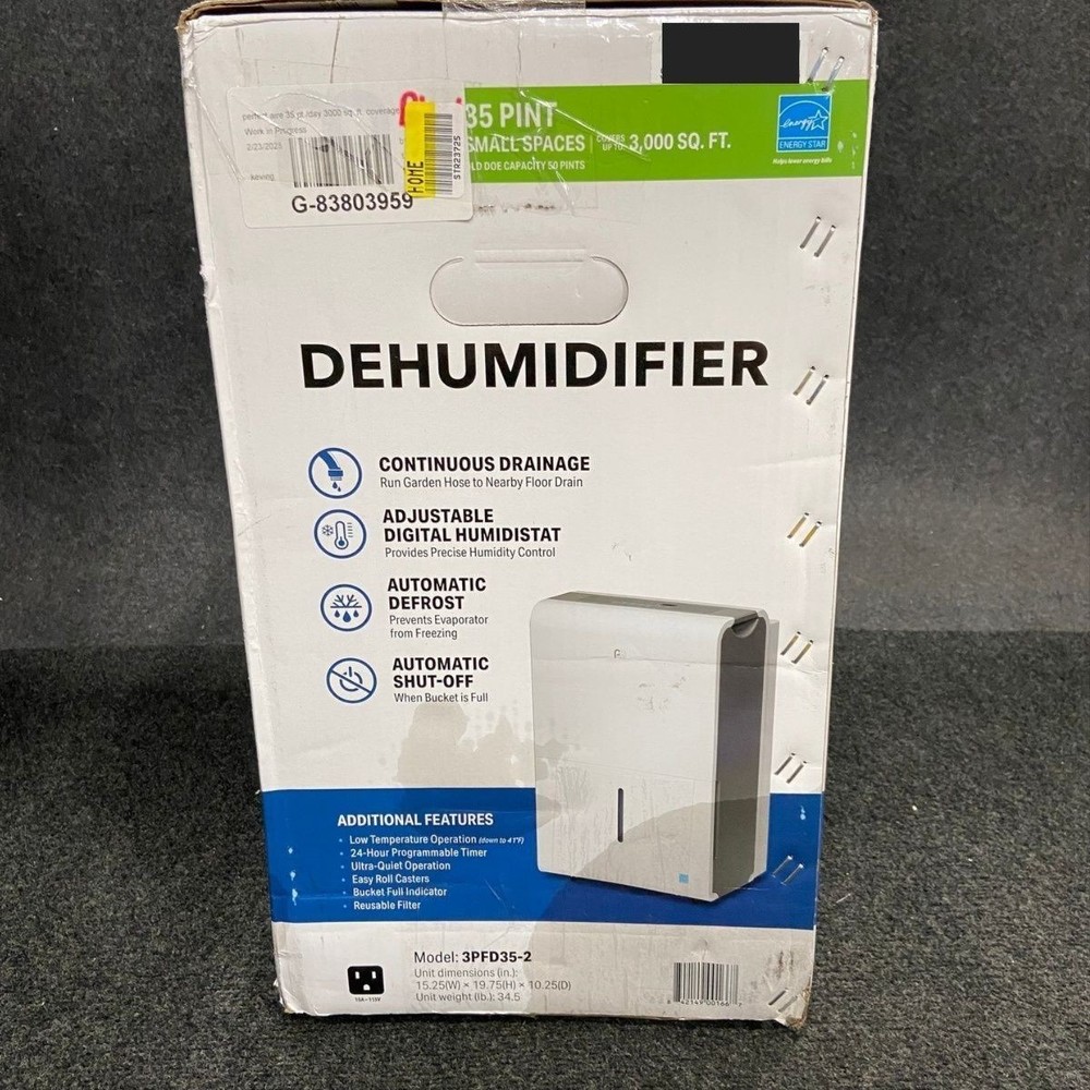 PERFECT AIRE 35Pt Dehumidifier 3PFD35-2*