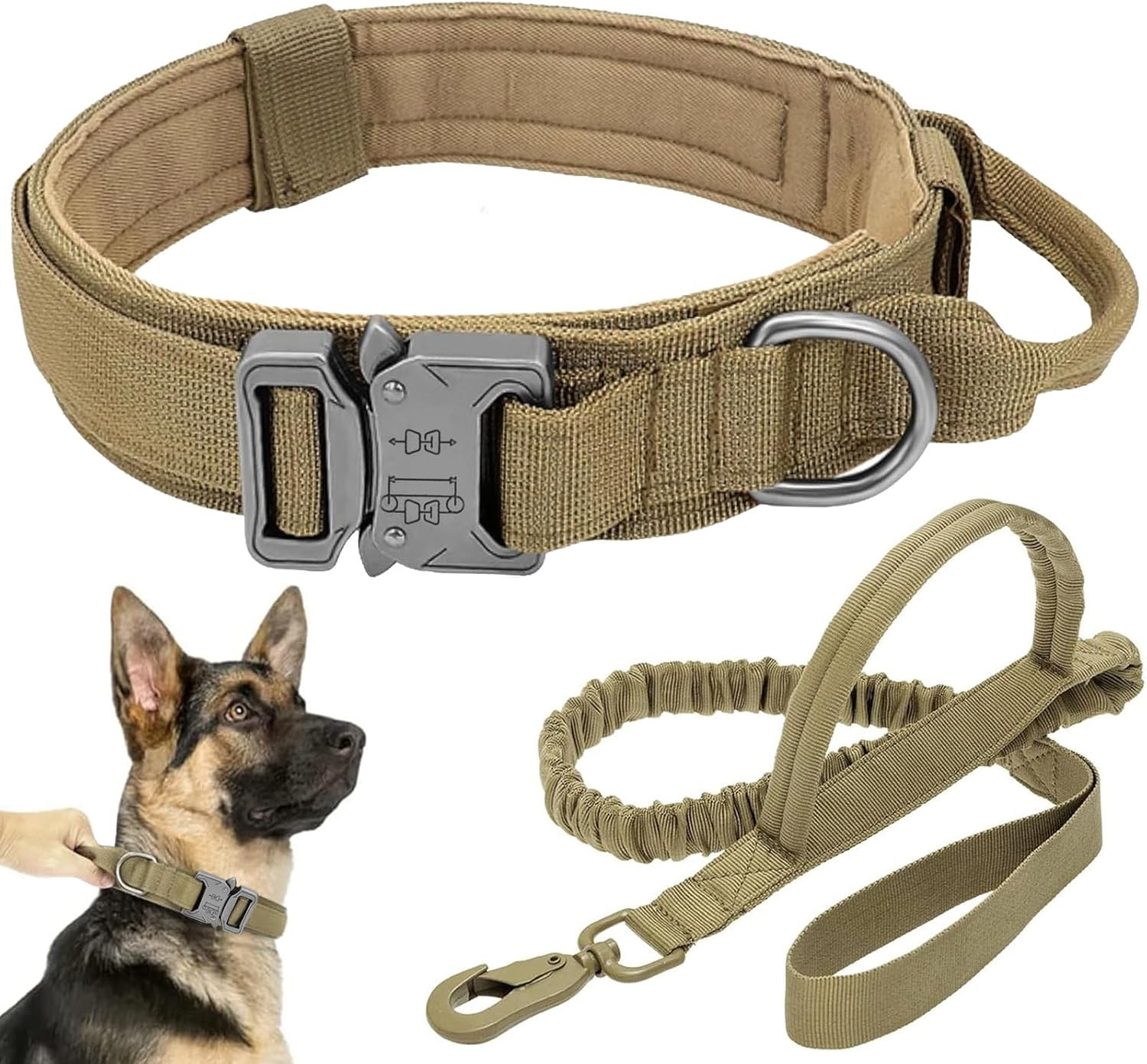 Tactical Heavy Duty Nylon Large Dog Collar Military With Metal Buckle