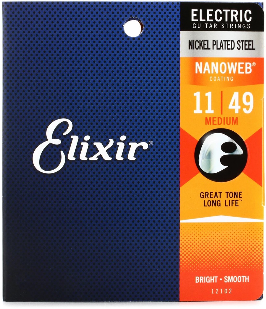 *3 SETS ELIXIR 12102 NANOWEB COATED ELECTRIC GUITAR STRINGS LIGHT - 11-49*