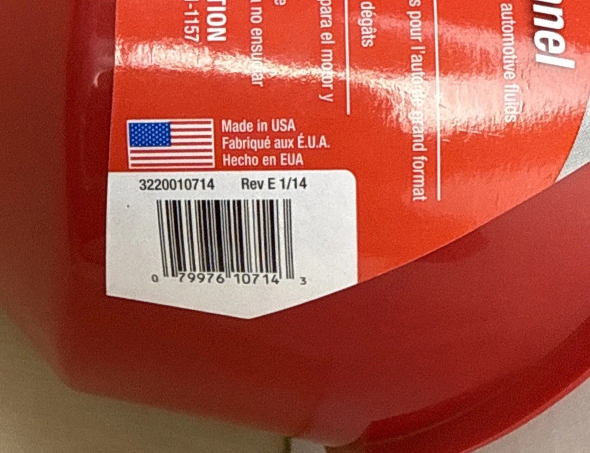 LARGE Super QuickFill Oil Funnel for AUTO Fluids and GAS Tanks – Red Made in USA