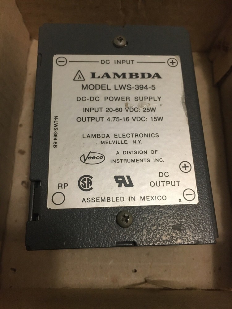 Lambda LWS-394-5, DC-DC Power Supply 20-60 VDC 25W Input, 4.75-16 VDC Output