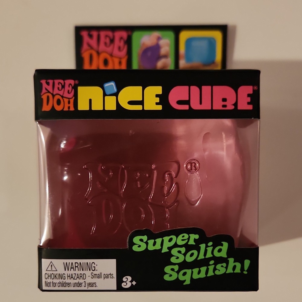 Schylling Nee Doh Nice Cube Super Solid Squish Squeeze Ball Tear-Resistant Pink