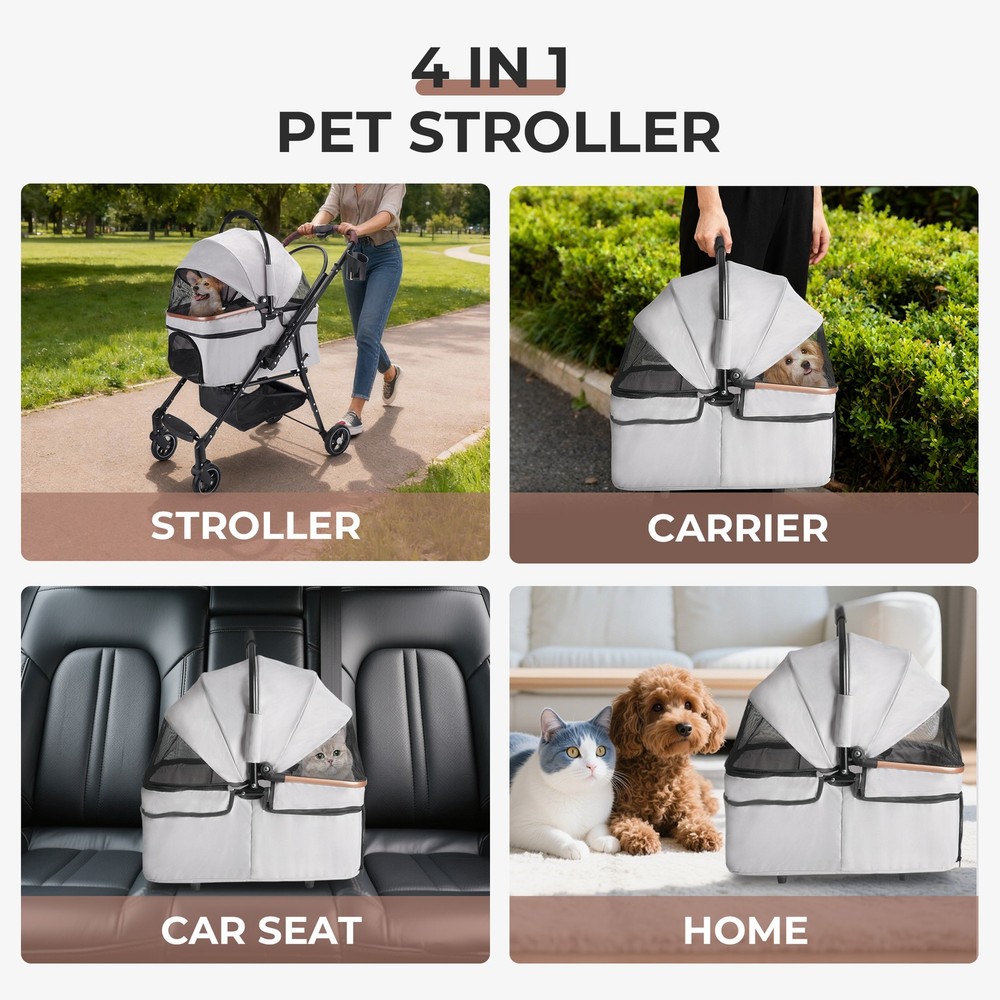 Foldable Pet Stroller for Small Dogs & Cats