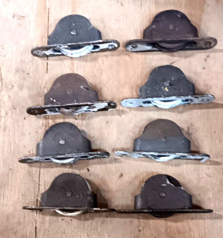 8 Antique Unrestored Window Sash Rollers Pulleys Cast Iron