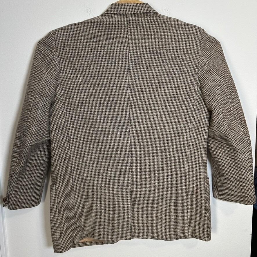Alexandre Harris Tweed Blazer Mens 44R Brown Houndstooth Wool Jacket England