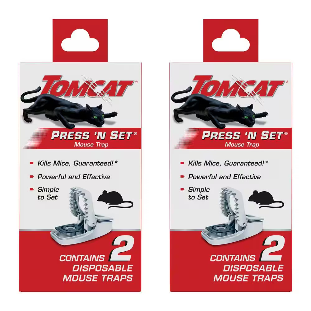 Press 'N Set Mouse Trap, Plastic, Spring-Loaded Mouse Killer with Grab Tab, Indo
