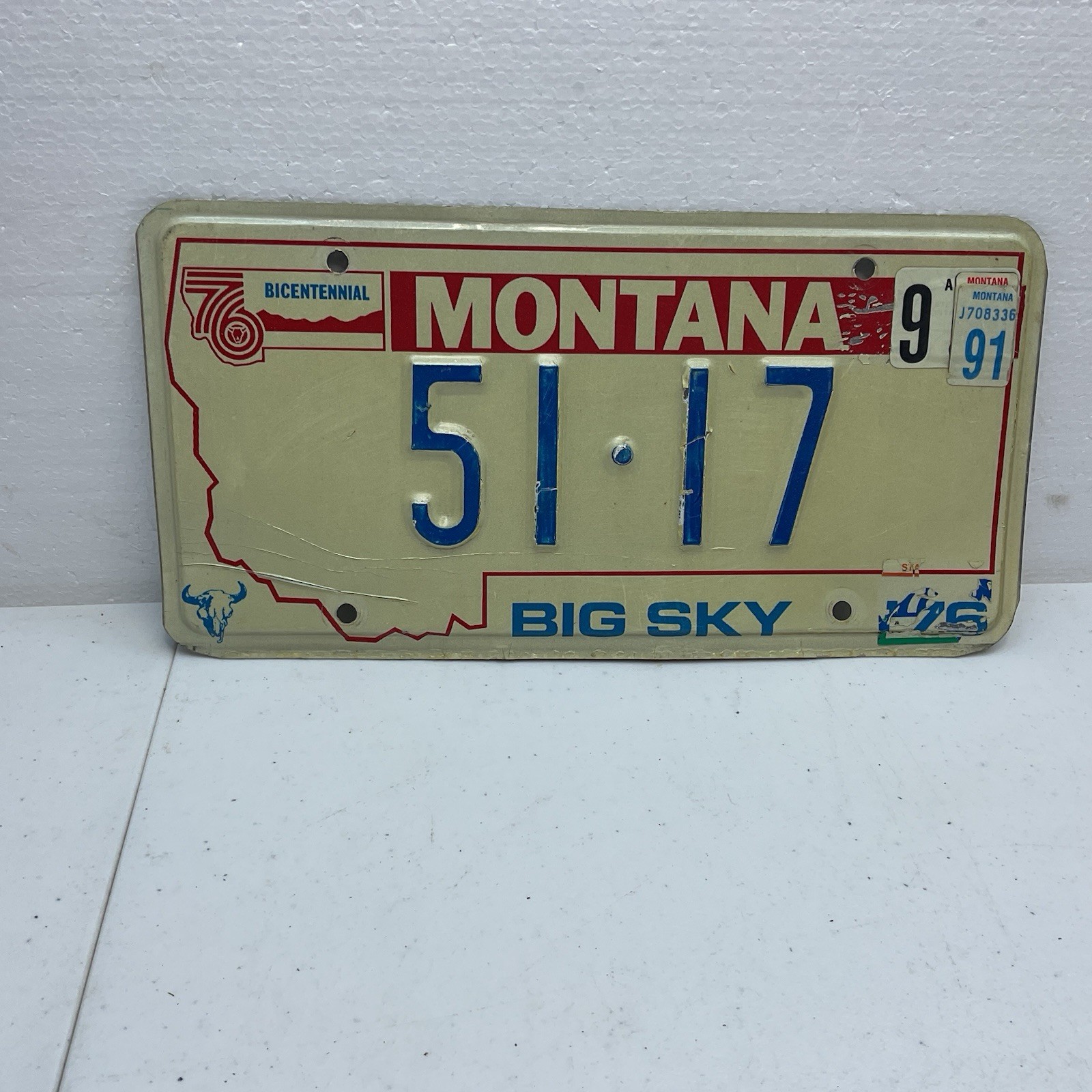 1991 Montana License Plate Tag# 51 17 Bicentennial Big Sky