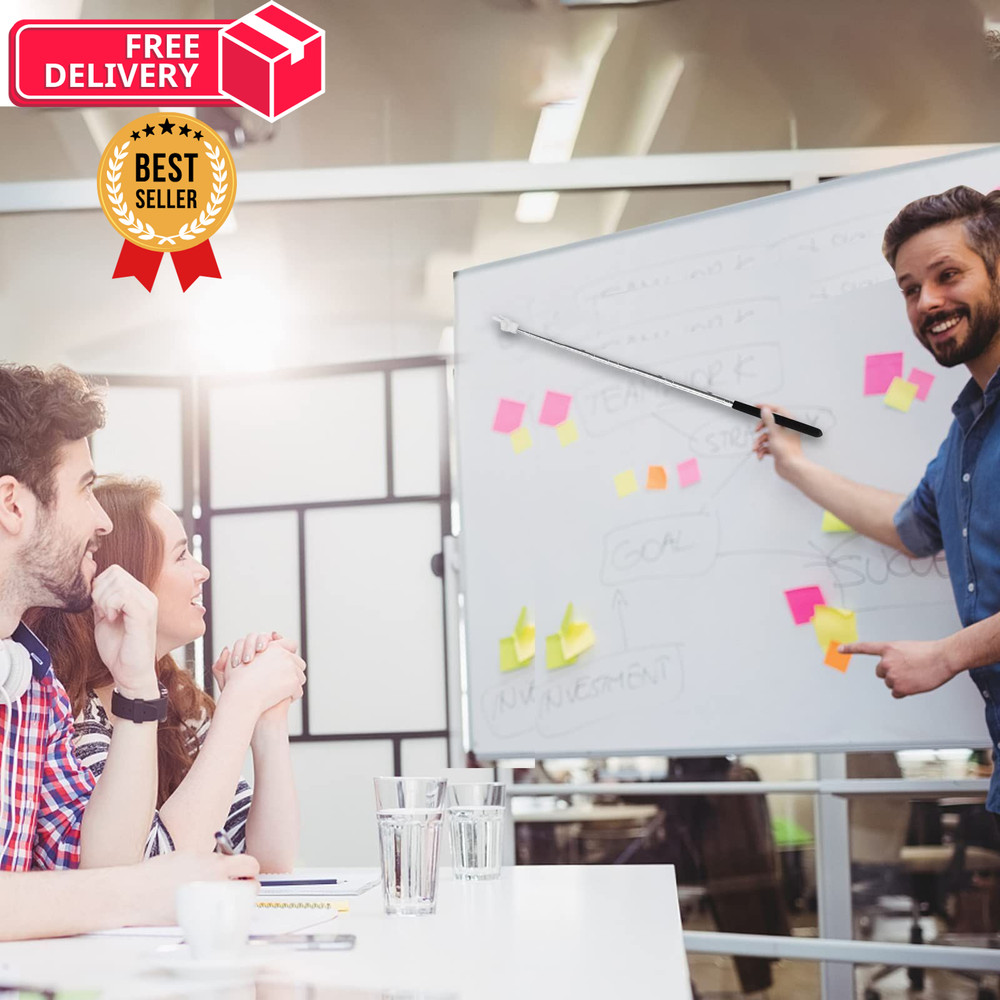 2Pcs Telescopic Teachers Pointer, Extendable Hand Pointer Finger Black