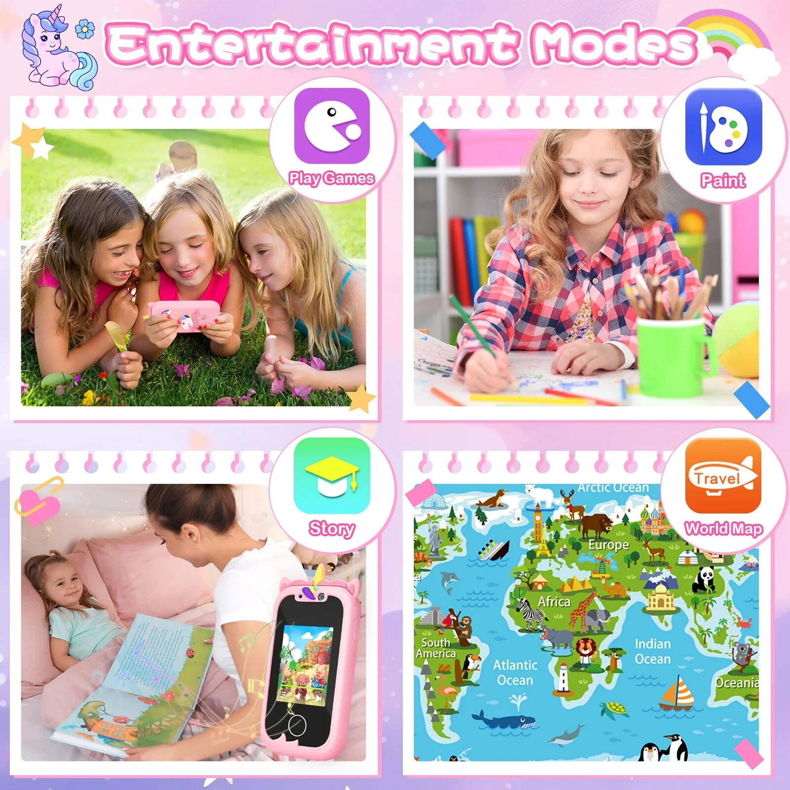 Kids Smart Phone Toys for Girls Ages 3-7 with Dual Camera - Toddler Phone Toy...