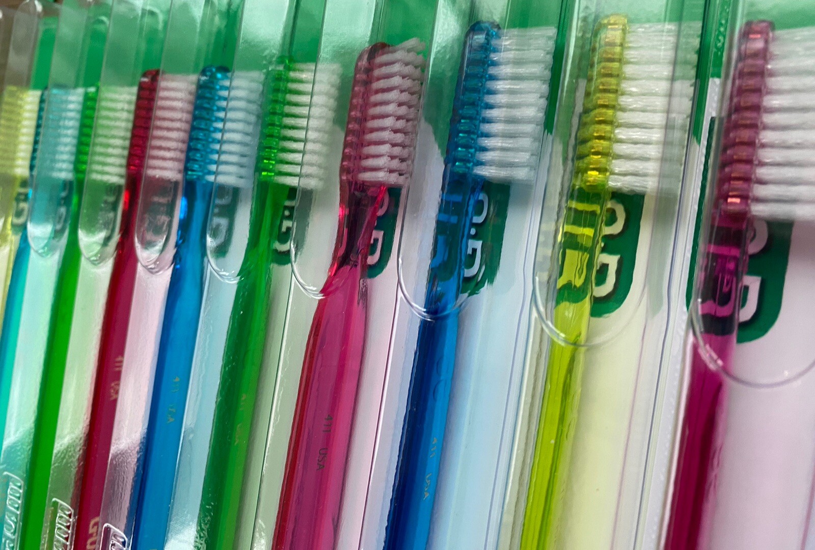 12 Pk GUM 411 Classic Full size (4 rows) brushes Soft Toothbrush With Rubber Tip