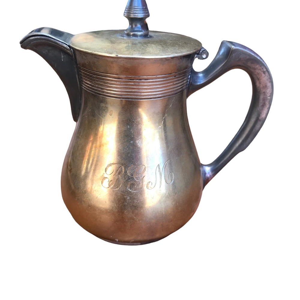 Reed & Barton Silverplate?? Two Tone Pitcher Monogram "BGM" 6"