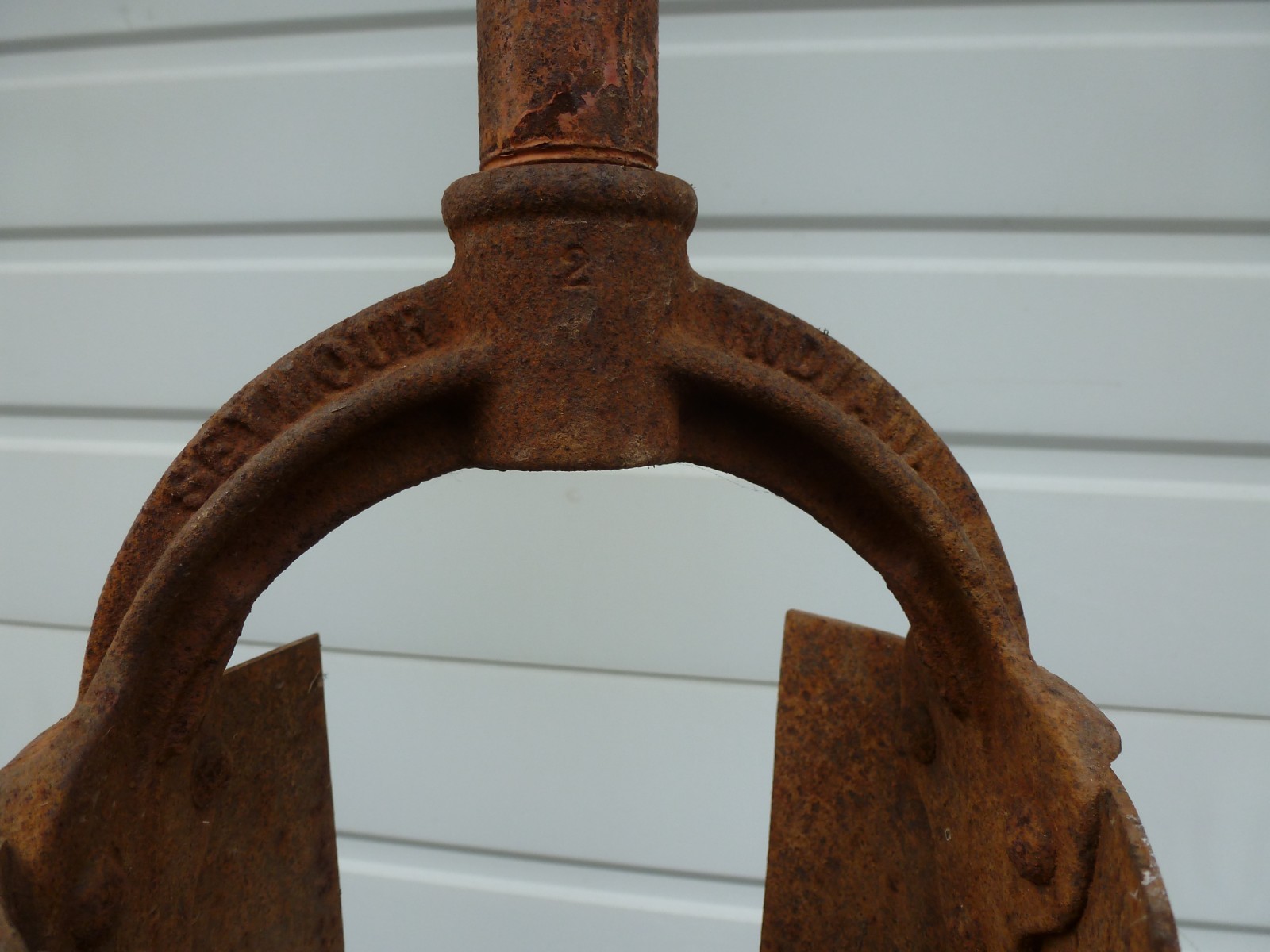 Vintage Seymour 6-Inch Post Hole Digger Auger with Wood Handle