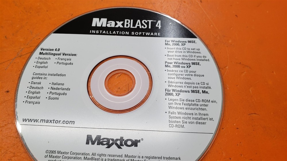 ⭐️⭐️⭐️⭐️⭐️ MaxBlast 4 Installation Software Disc Only Version 4 Maxtor 2005