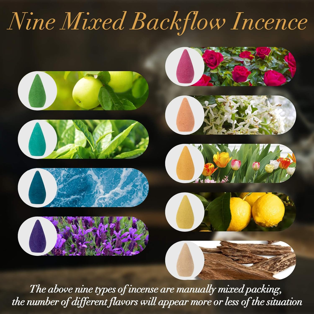 Backflow Incense Cones for Waterfall - Waterfall Scented Incense Cones 110PCS Ba