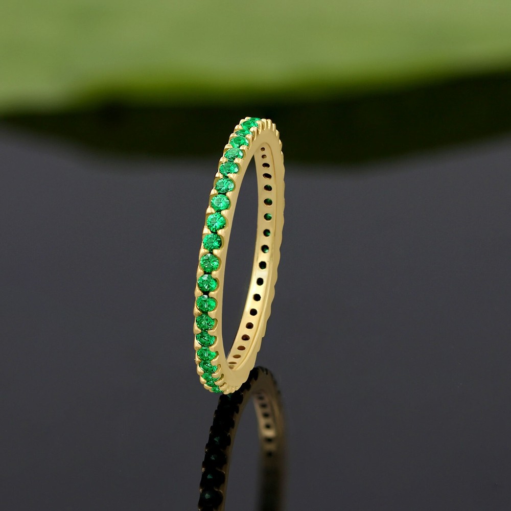 18K Yellow Gold Plated Lab Created Sapphire/Ruby/Emerald Stackable Dainty Ring