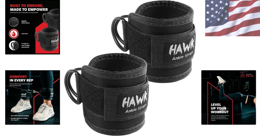 Durable Ergonomic Ankle Straps for Strength Training - Maximum Support & Comfort