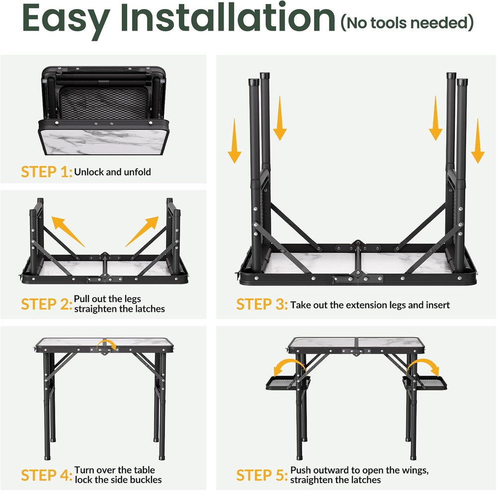 Small Camping Table Foldable 2Ft, Folding Picnic Table with Side Racks, Folding