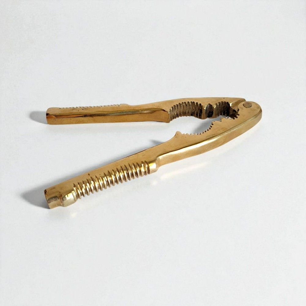 Vintage Solid Brass Nutcracker 16cm Gold Kitchen Tool Collectible Gift