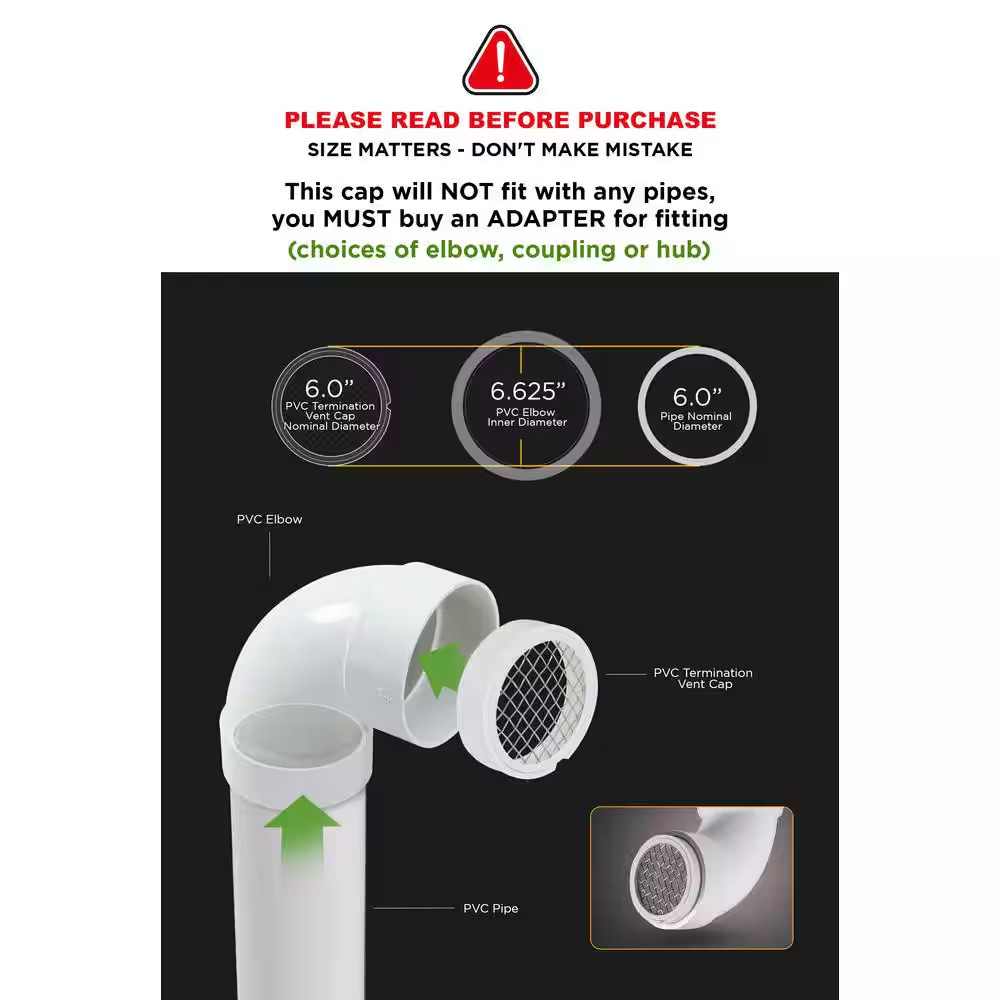 6 In. Termination Vent Cap With Condensation Drain