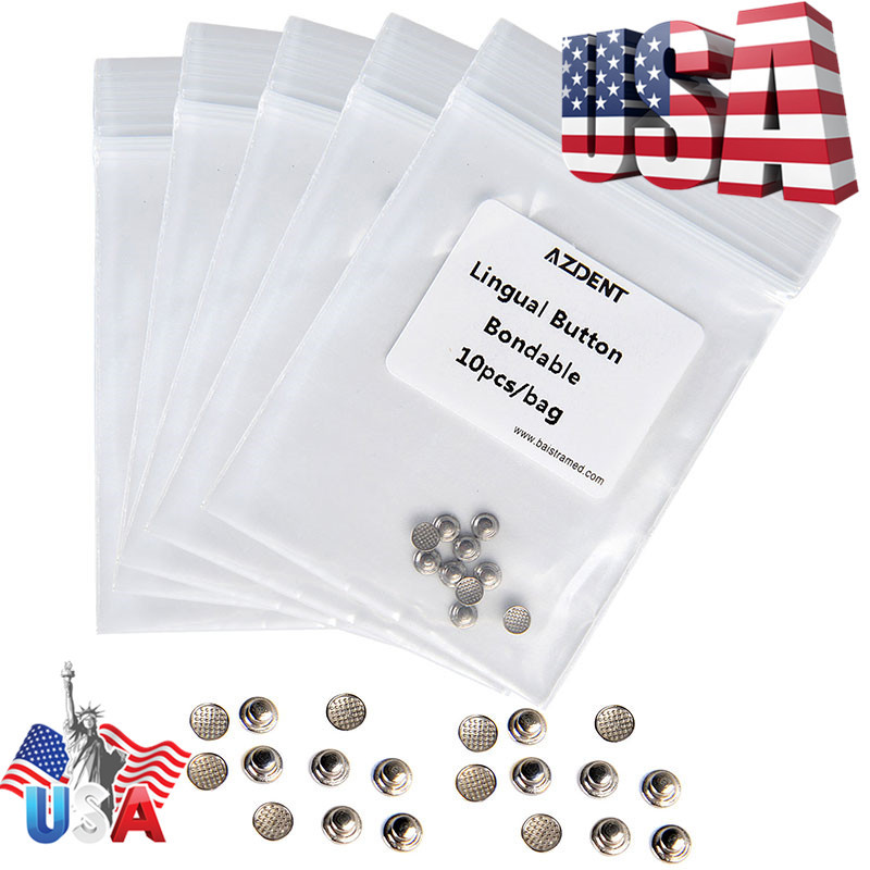 50pcs AZDENT Dental Orthodontic Lingual Buttons Bondable Round Base 5 Packs